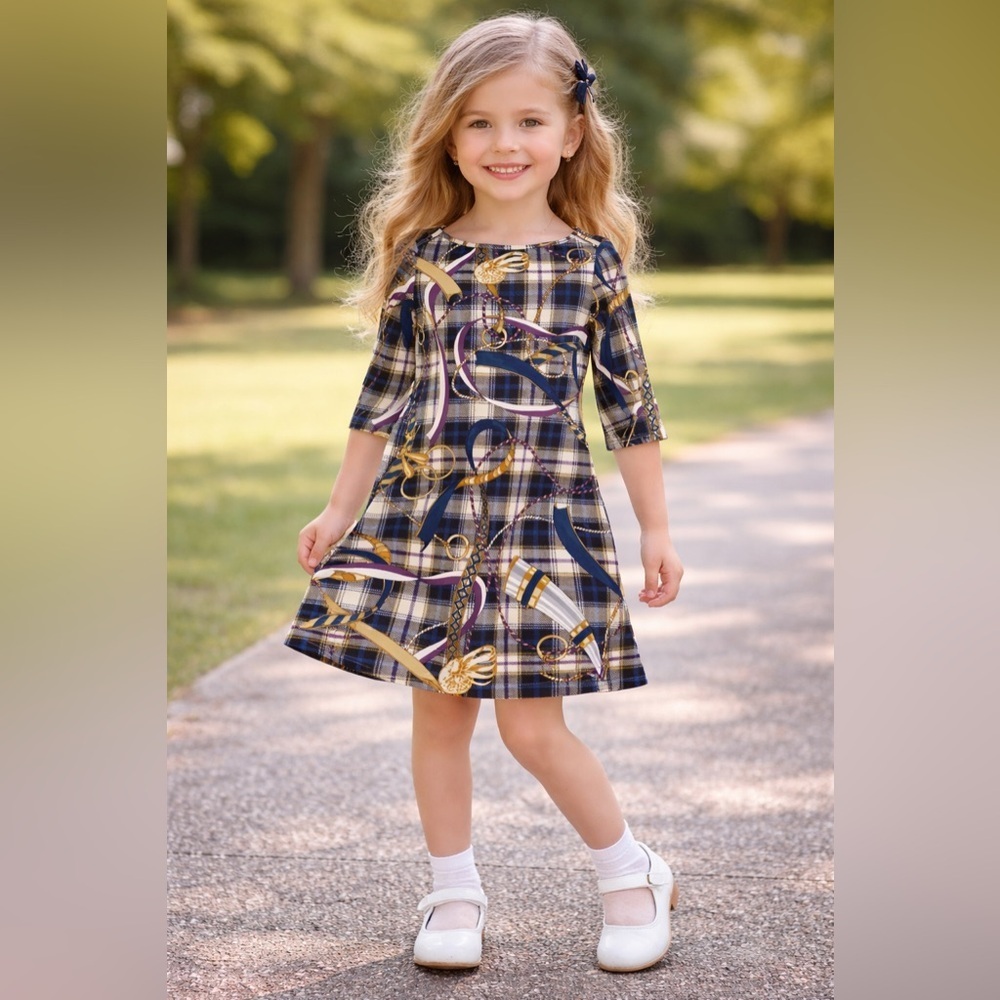 EUC! J. McLaughlin Girls’ RARE Equestrian Motif Dress, sz 5 - Picture 1 of 10